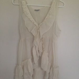 cream color tank style ruffle vest lace collar